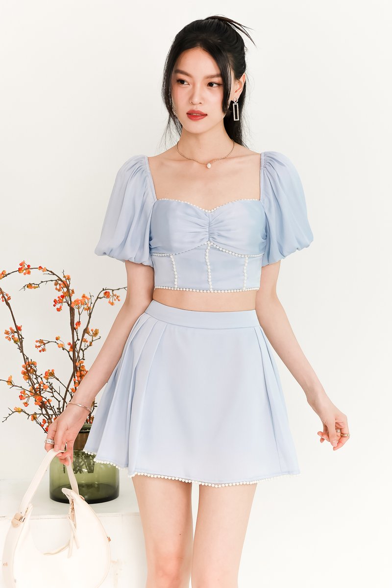Priscilla Pearl Co-ord Skorts in Light Blue