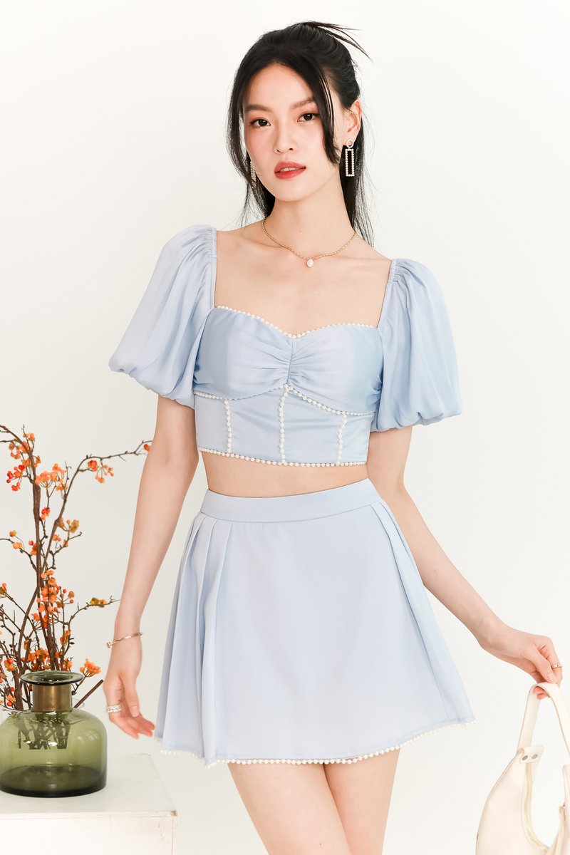 Priscilla Pearl Co-ord Skorts in Light Blue