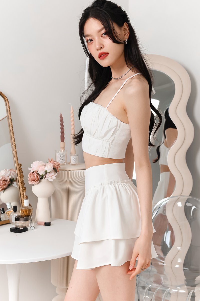 DEFECT | Dayna Double Tiered Flare Skorts in White in XXS/XS/S DEFECT | Dayna Double Tiered Flare Skorts in White in XXS/XS/S
