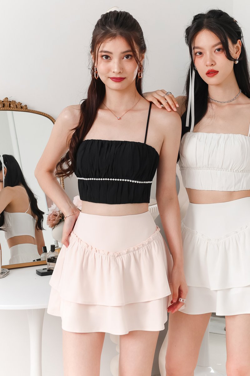 Dayna Double Tiered Flare Skorts in Blush Dayna Double Tiered Flare Skorts in Blush