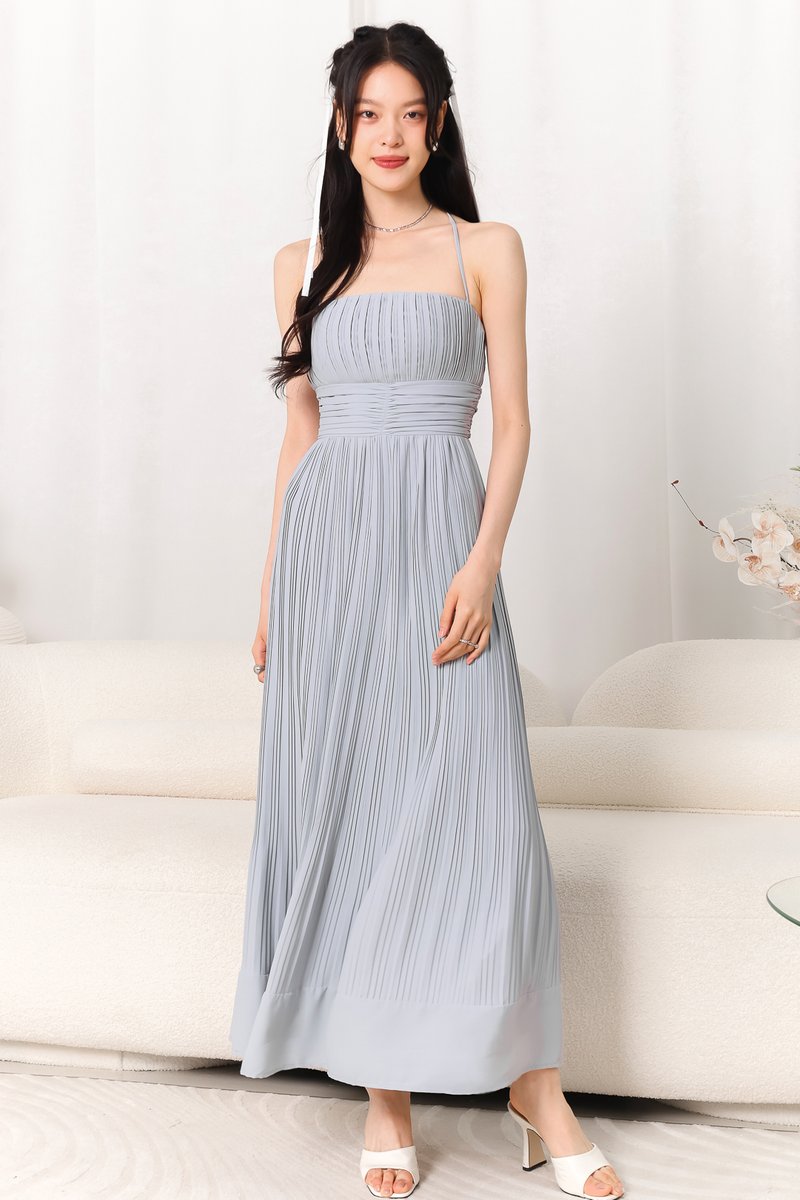 DEFECT | Pandora Pleat Cross Back Maxi in Light Blue in XS 