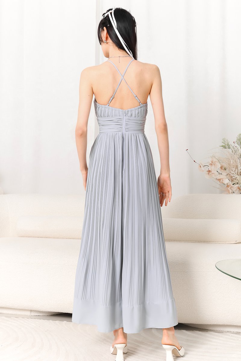 DEFECT | Pandora Pleat Cross Back Maxi in Light Blue in XS 