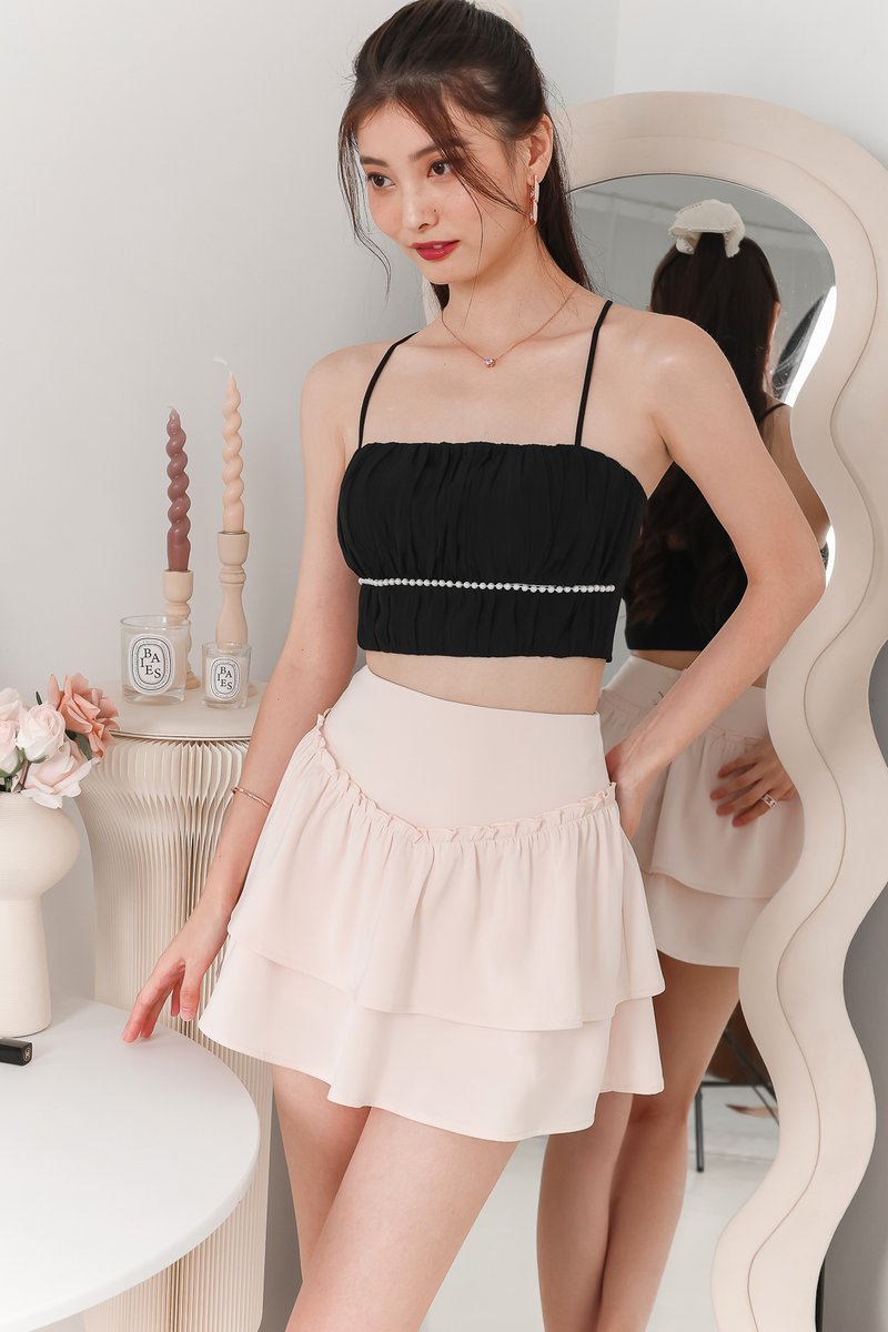 Dayna Double Tiered Flare Skorts in Blush Dayna Double Tiered Flare Skorts in Blush