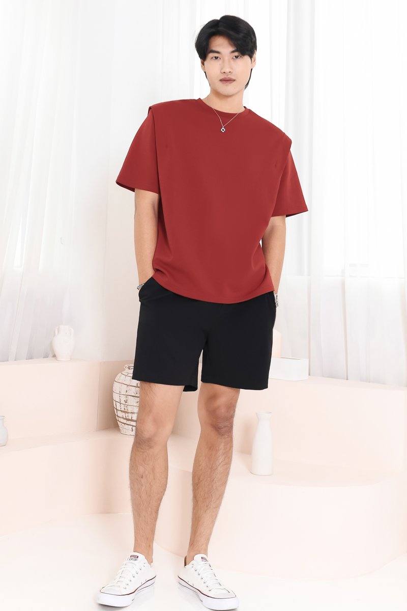 Silvanna Structured Tee in Muted Red