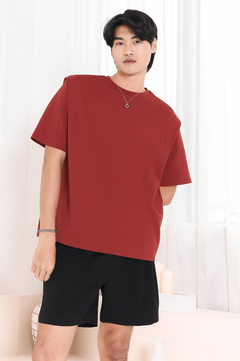 Silvanna Structured Tee in Muted Red