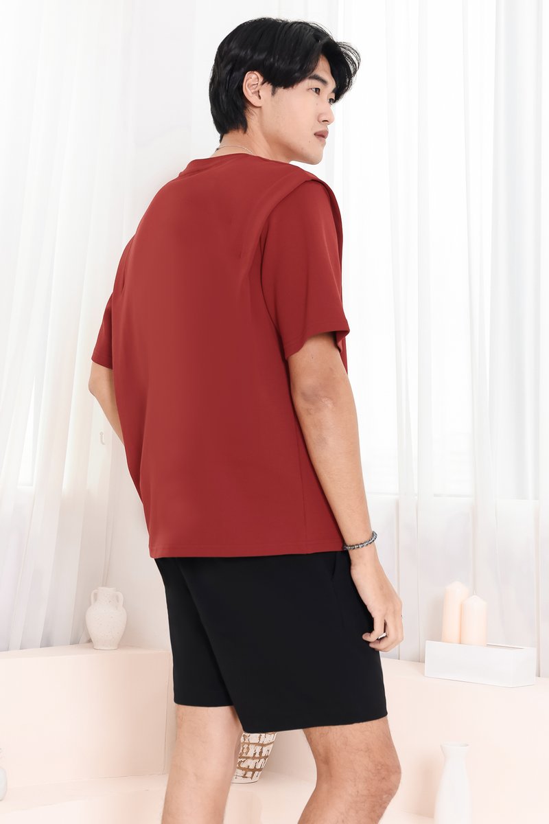 Silvanna Structured Tee in Muted Red