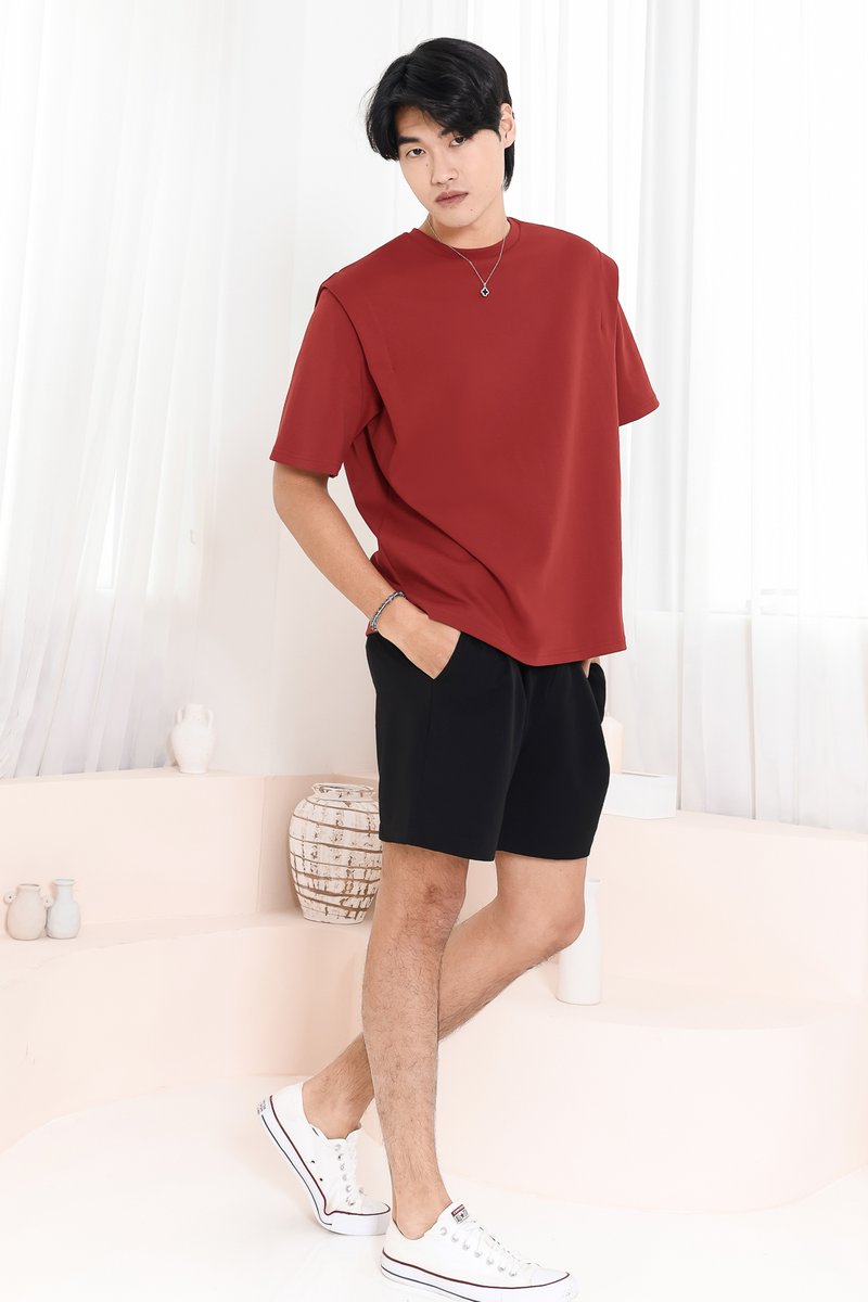 Silvanna Structured Tee in Muted Red