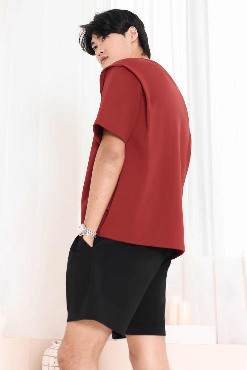 Silvanna Structured Tee in Muted Red