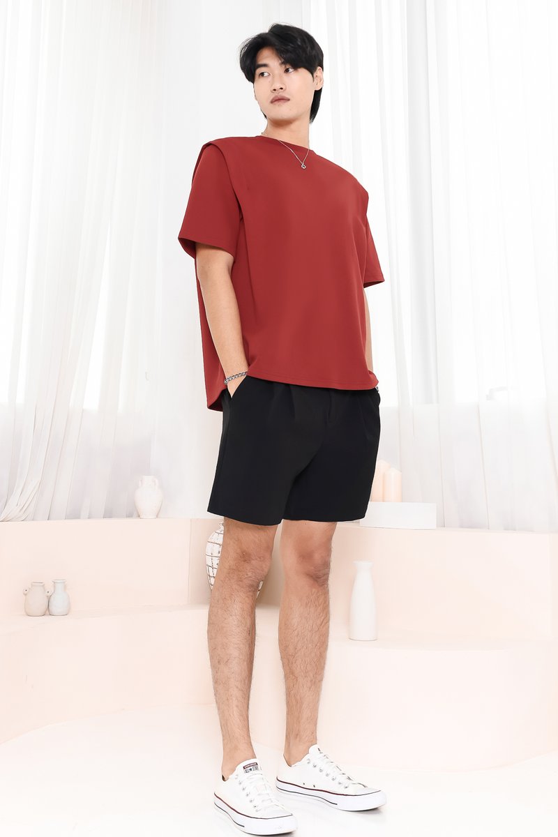 Silvanna Structured Tee in Muted Red