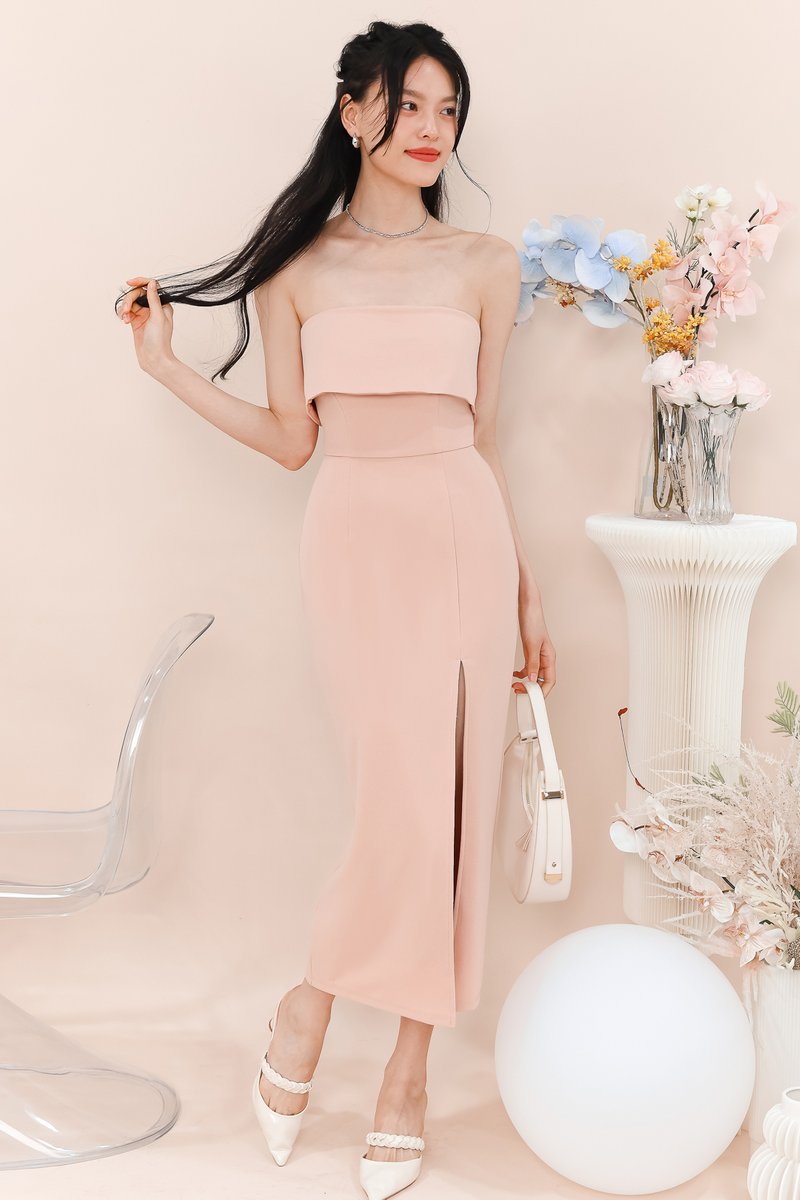 Trina Tube Slit Midaxi in Blush