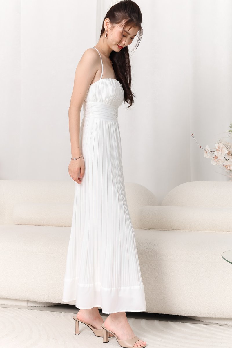 DEFECT | Pandora Pleat Cross Back Maxi in White in XS