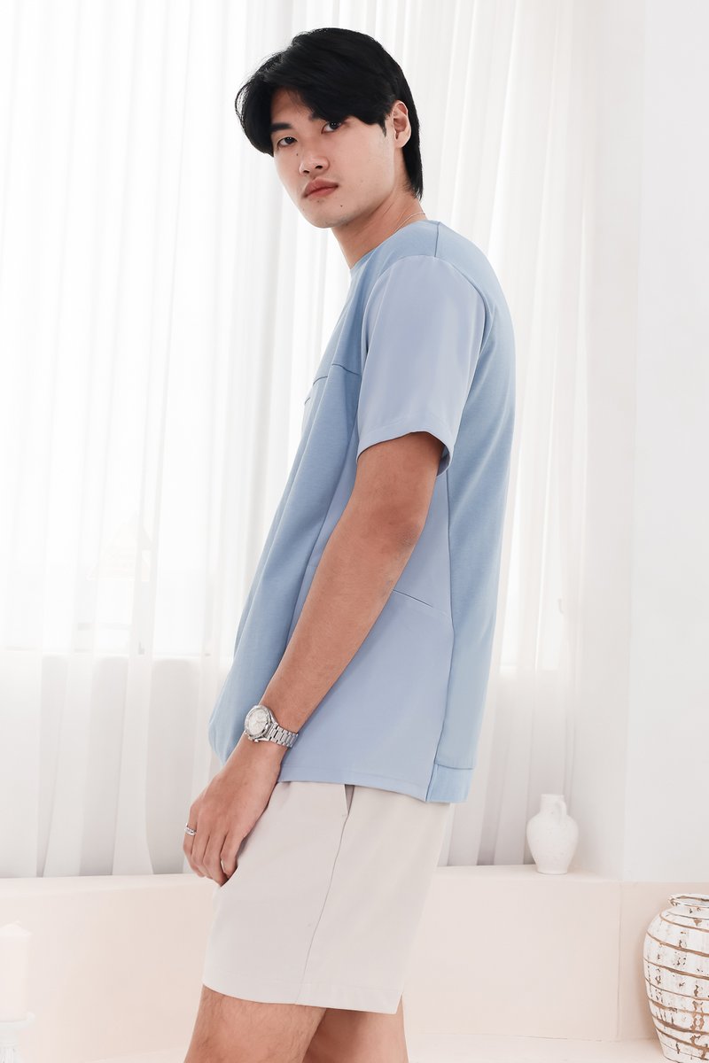 DEFECT | Zander Zipper Tee in Blue in XL