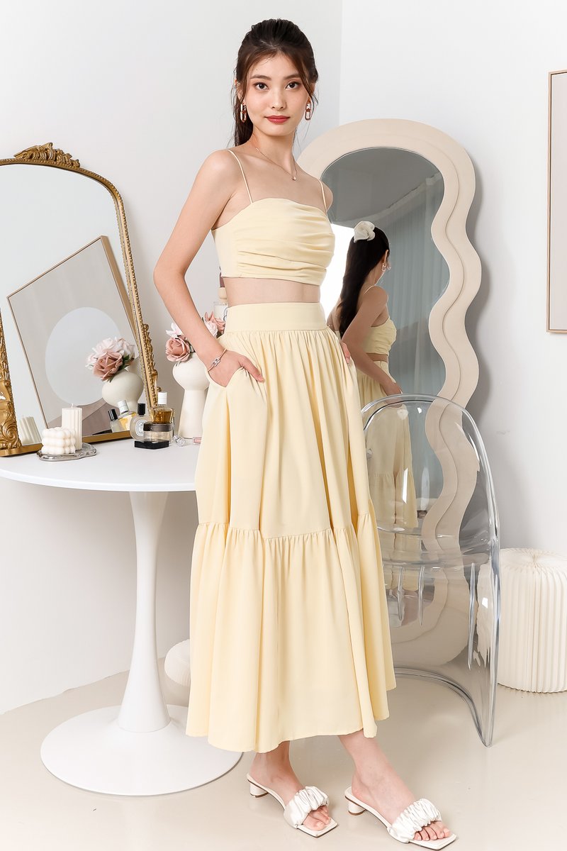 Tilly Tiered Top Petite V1 in Pastel Yellow