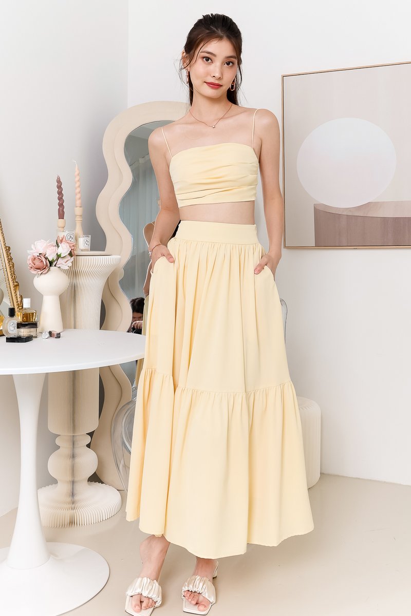 Tilly Tiered Top Petite V1 in Pastel Yellow