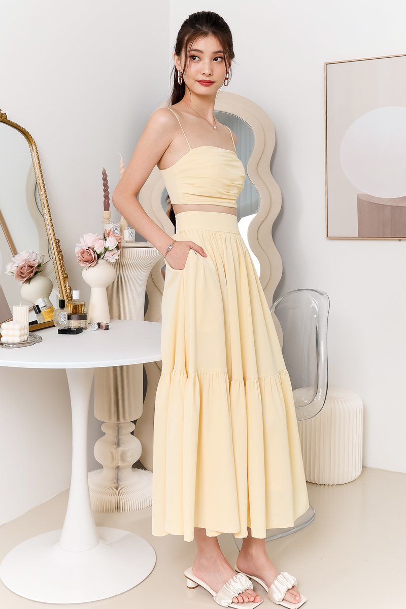 Tilly Tiered Top Petite V1 in Pastel Yellow