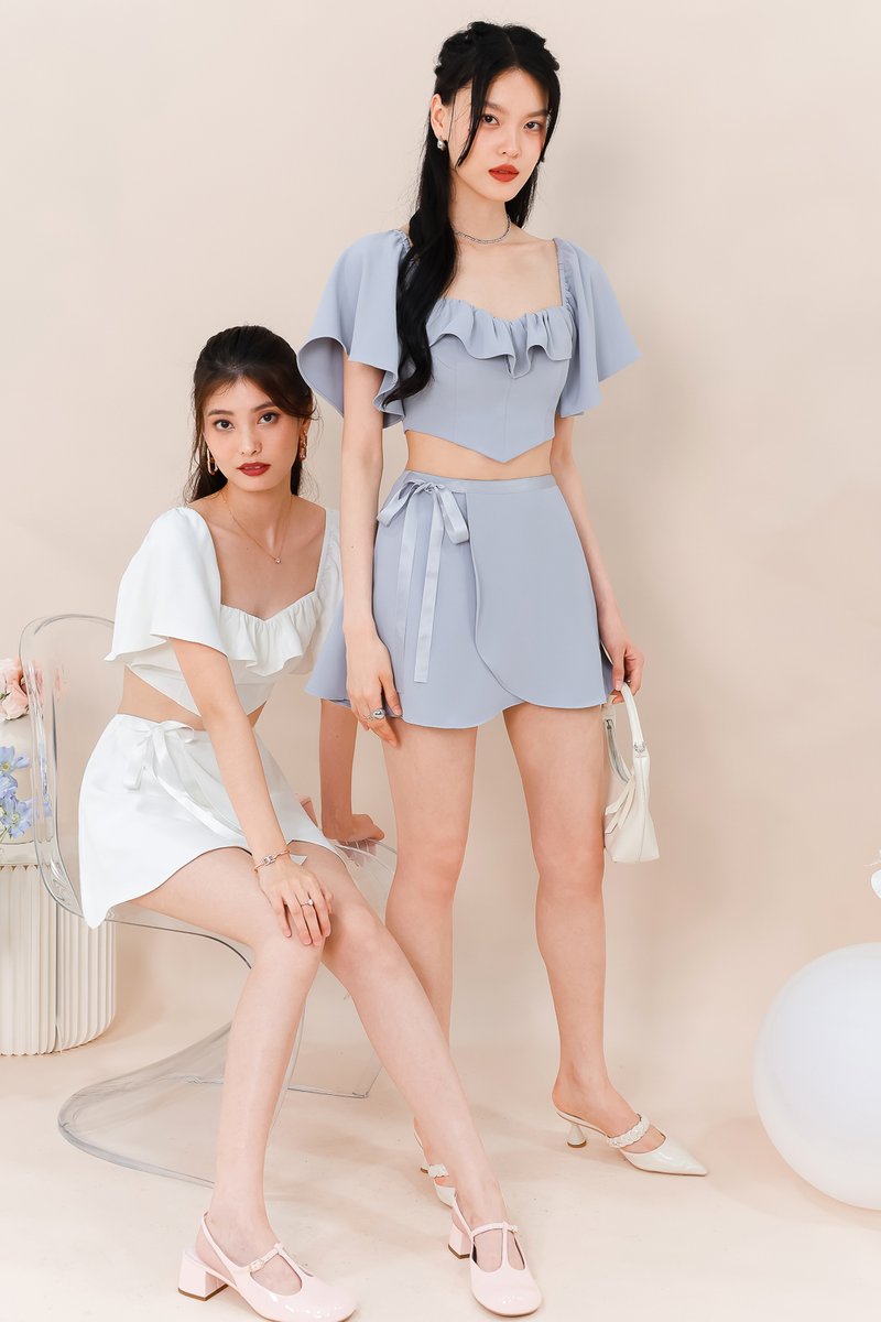 Fedrine Flutter Co-ord Skorts in Grey Blue