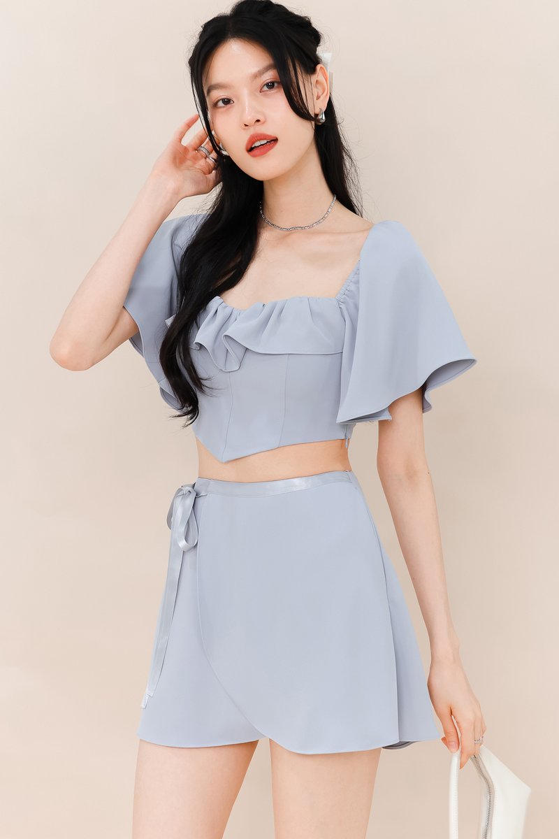 Fedrine Flutter Co-ord Skorts in Grey Blue