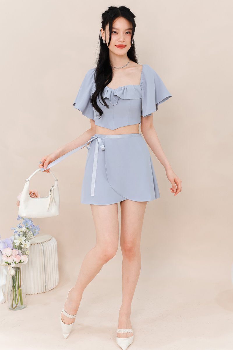 Fedrine Flutter Co-ord Skorts in Grey Blue