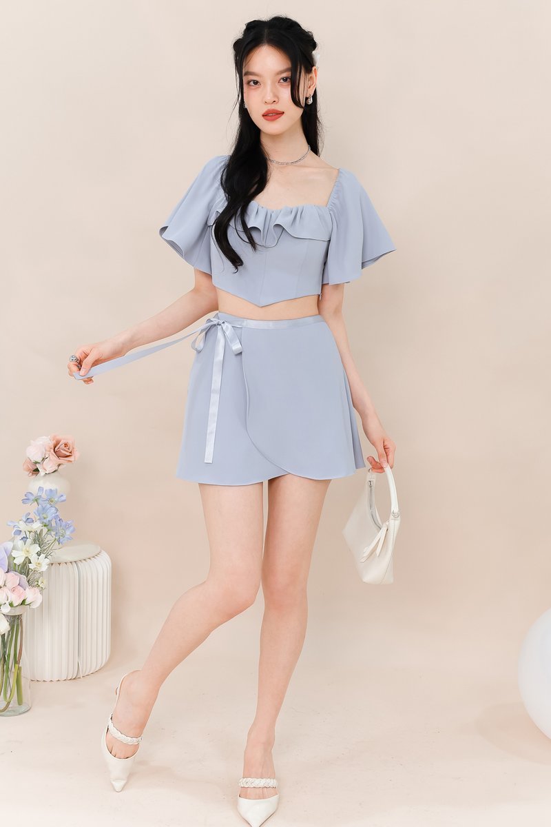 Fedrine Flutter Co-ord Skorts in Grey Blue