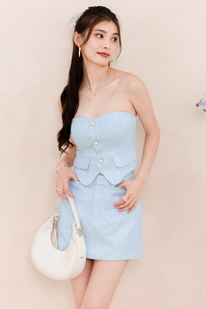 Trisha Tweed Co-ord Skorts in Blue