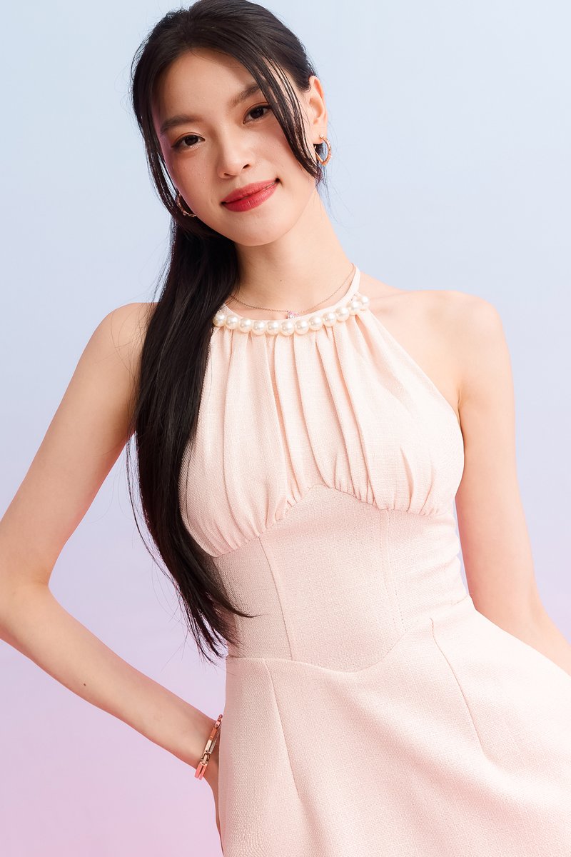 Tracie Tweed Romper Dress in Soft Blush