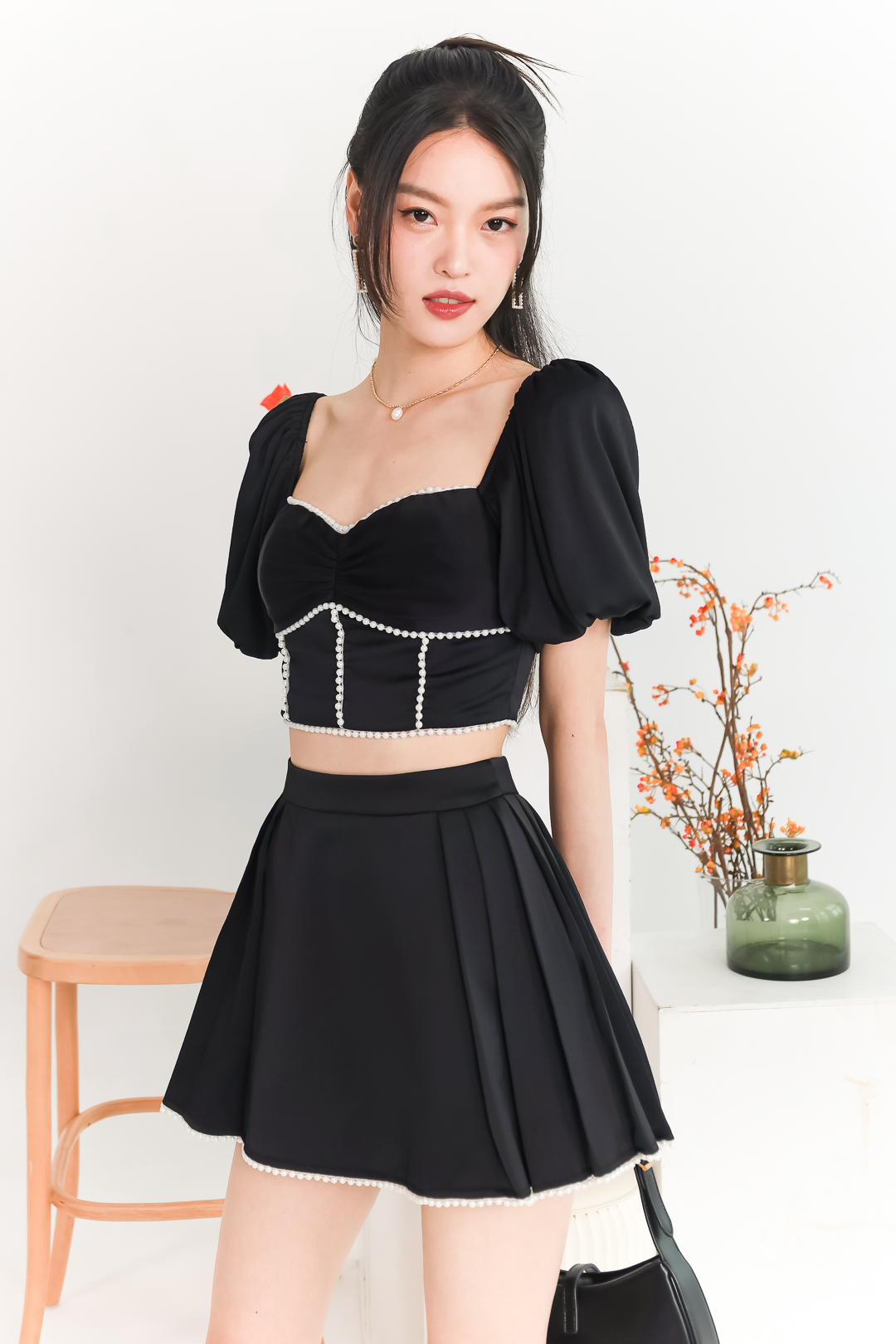 Pearl Puffy Co-ord Top