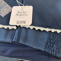 DEFECT | Parisie Pearl Satin Top in Navy in XXS