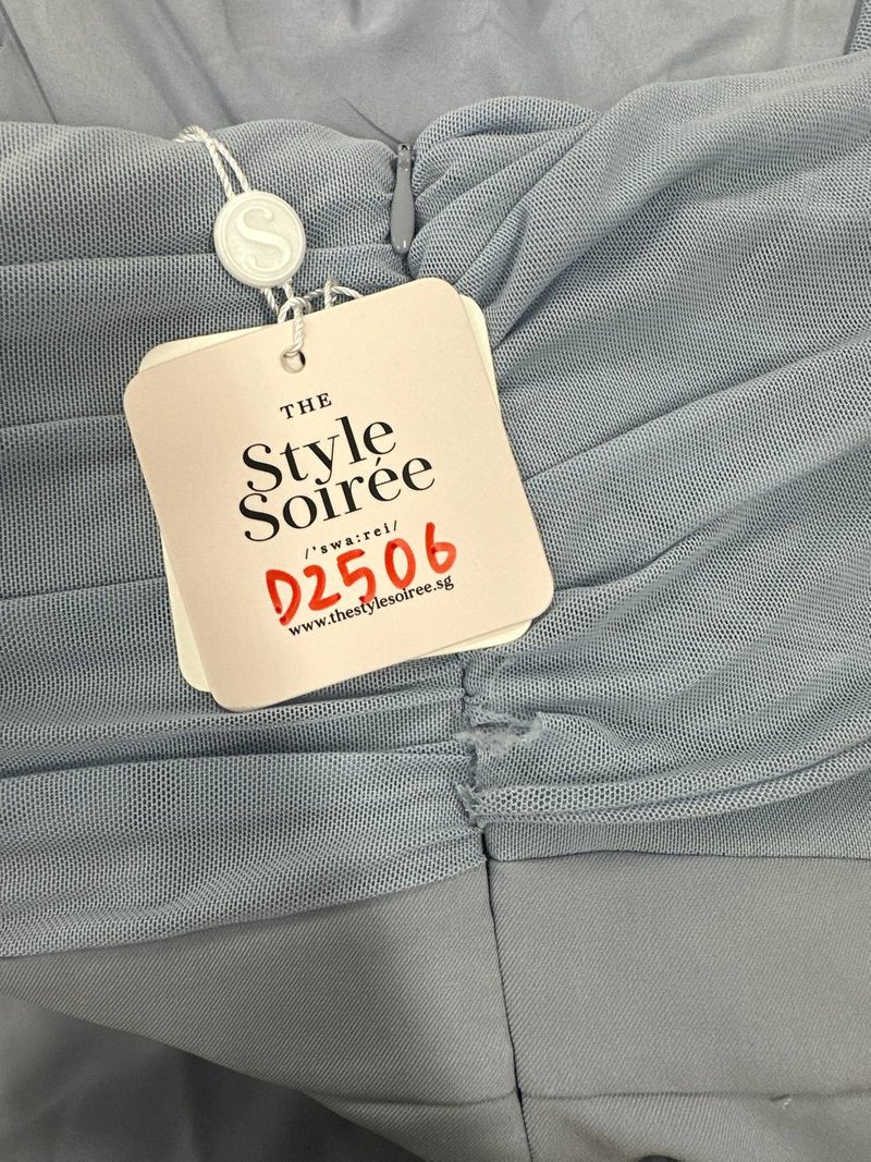 DEFECT | Madeline Mesh One Shoulder Jumpsuit in Light Blue in XXS DEFECT | Madeline Mesh One Shoulder Jumpsuit in Light Blue in XXS