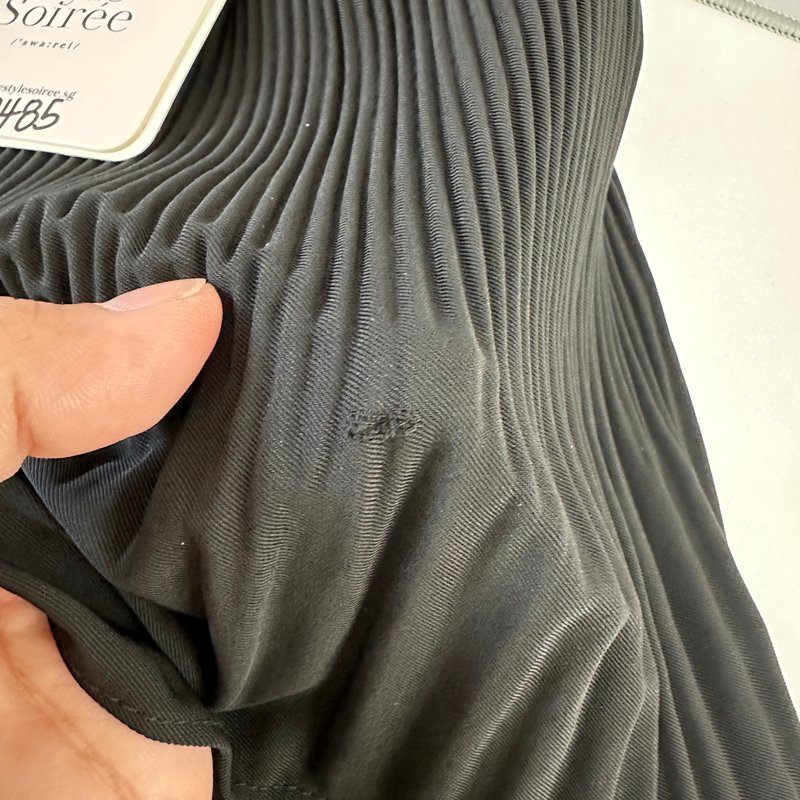 DEFECT | Polina Pleat Sleeve Top in Black in XXS