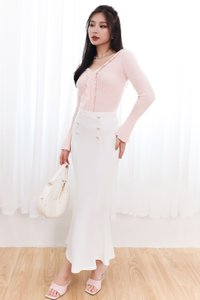 DEFECT | Marrel Mermaid Midaxi Skirt in White in XXS
