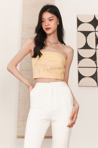 Ladine Lace Tube Top in Yellow x Nude Ladine Lace Tube Top in Yellow x Nude