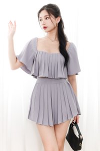 Faye Flutter Pleat Co-ord Skorts in Muted Lilac Faye Flutter Pleat Co-ord Skorts in Muted Lilac