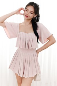Faye Flutter Pleat Co-ord Skorts in Light Pink Faye Flutter Pleat Co-ord Skorts in Light Pink