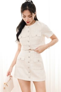 RESTOCKS 2 | Tiffany Tweed Co-ord Skorts in Cream White RESTOCKS 2 | Tiffany Tweed Co-ord Skorts in Cream White