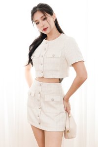 RESTOCKS 2 | Tiffany Tweed Co-ord Skorts in Cream White RESTOCKS 2 | Tiffany Tweed Co-ord Skorts in Cream White