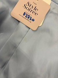 DEFECT | Deliana Drape Satin Midi in Pastel Blue in S DEFECT | Deliana Drape Satin Midi in Pastel Blue in S