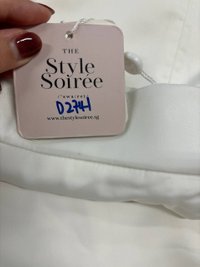 DEFECT | Deliana Drape Satin Midi in White in XS DEFECT | Deliana Drape Satin Midi in White in XS