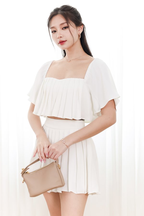 DEFECT | Faye Flutter Pleat Co-ord Top in White in S