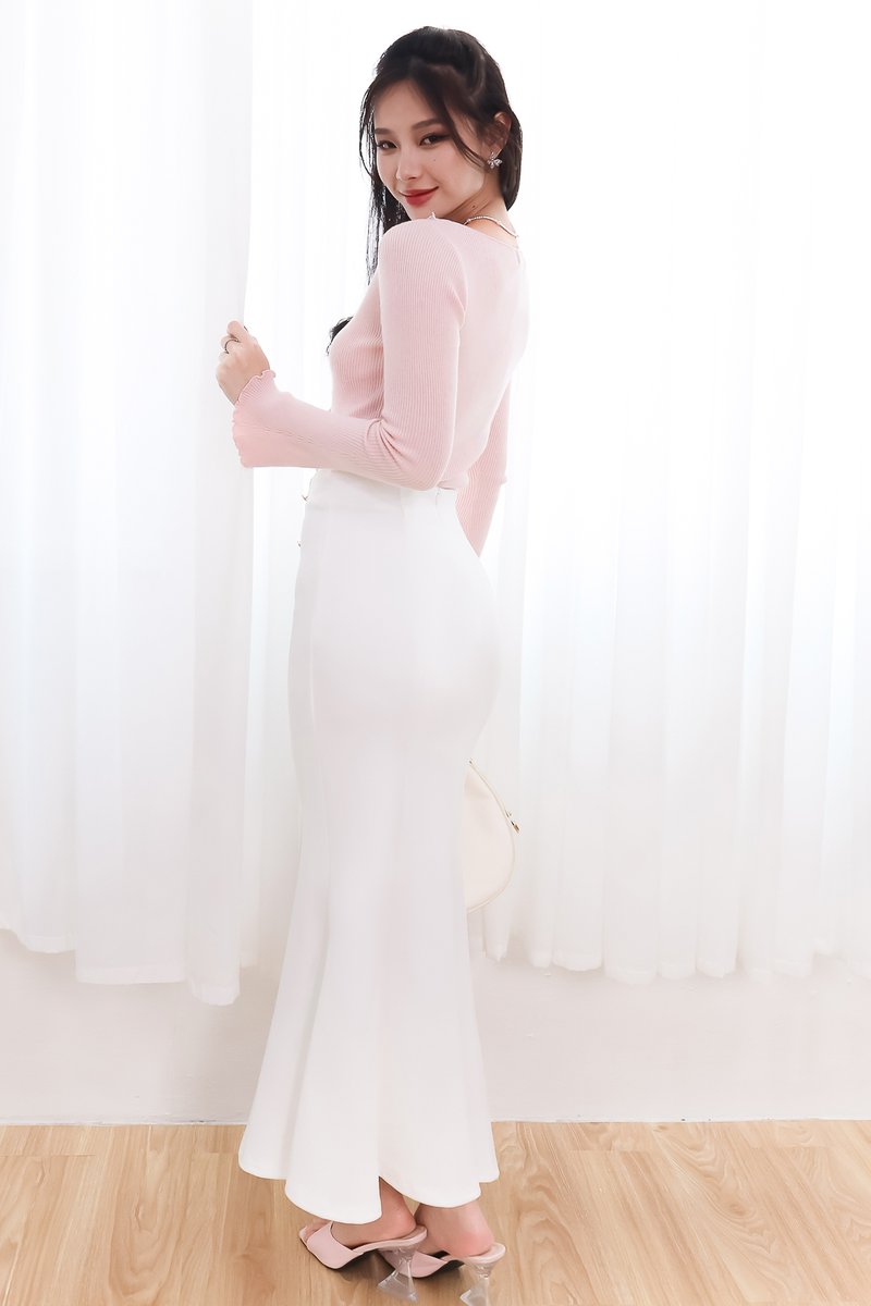 DEFECT | Marrel Mermaid Midaxi Skirt in White in XS