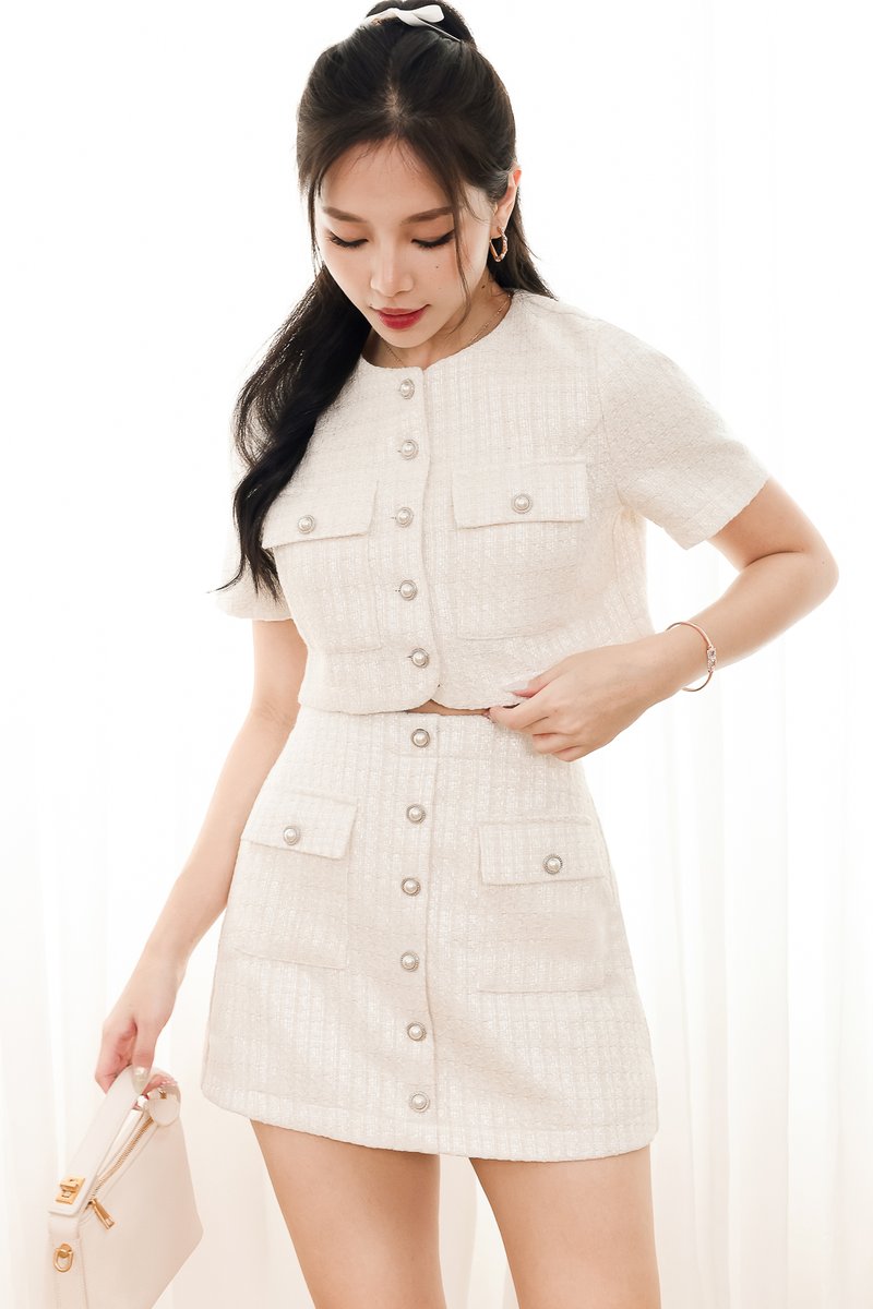 RESTOCKS 2 | Tiffany Tweed Co-ord Skorts in Cream White