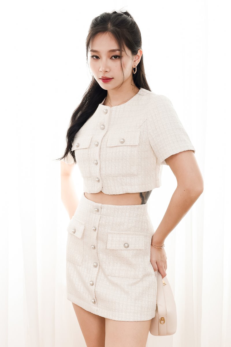RESTOCKS 2 | Tiffany Tweed Co-ord Skorts in Cream White