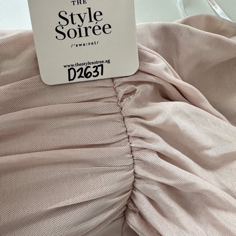 DEFECT | Madeline Mesh One Shoulder Jumpsuit in Nude Blush in S DEFECT | Madeline Mesh One Shoulder Jumpsuit in Nude Blush in S