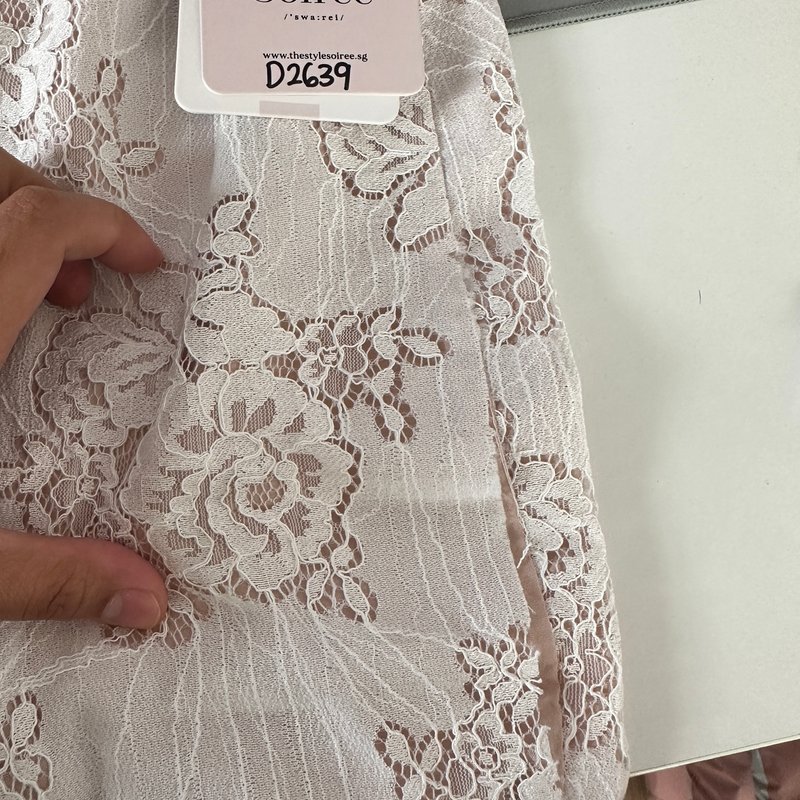 DEFECT | Carena Co-ord Slit Midi Skirt in White Lace in M