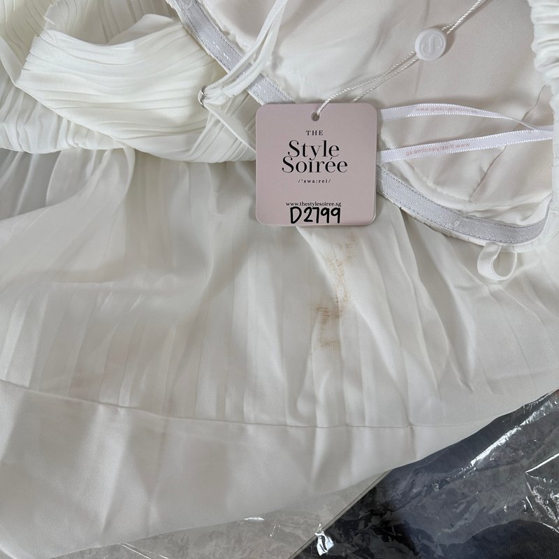 DEFECT | Pandora Pleat Cross Back Maxi in White in XXS