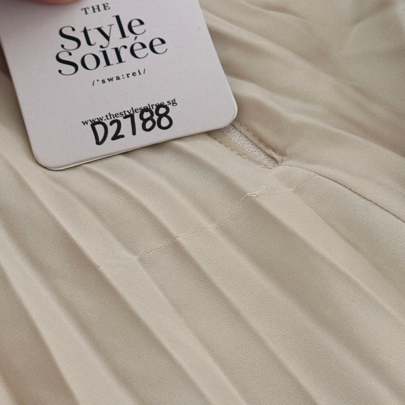 DEFECT | Perdi Pearl Pleated Jumpsuit in Light Yellow in M