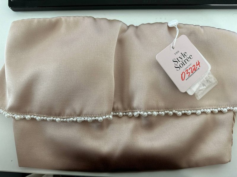 DEFECT | Parisie Pearl Satin Top in Champagne in XS