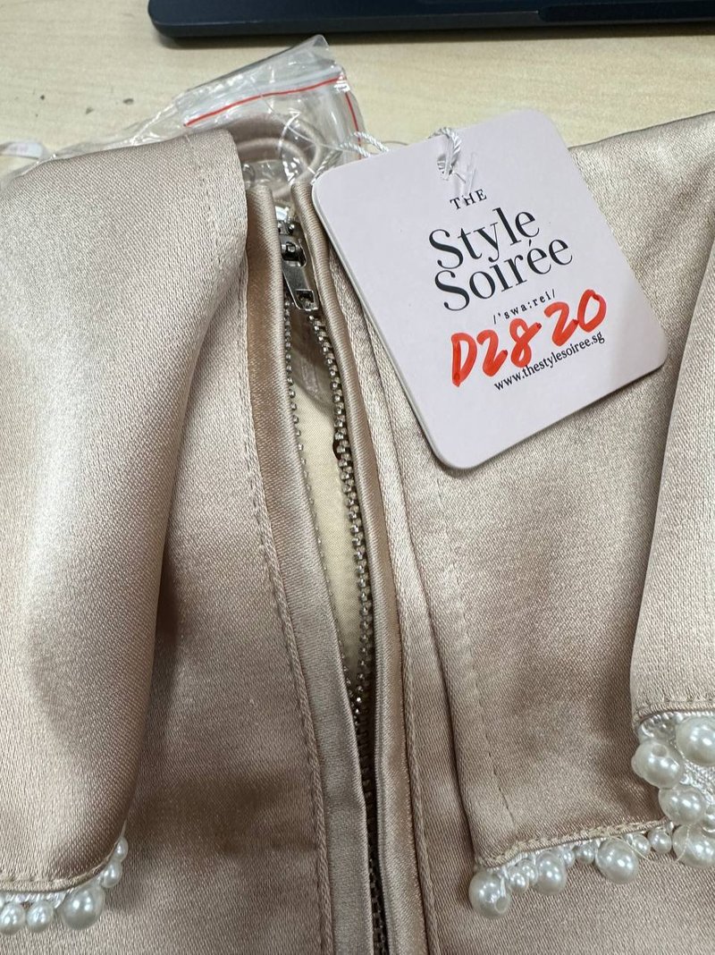 DEFECT | Parisie Pearl Satin Top in Champagne in XS DEFECT | Parisie Pearl Satin Top in Champagne in XS