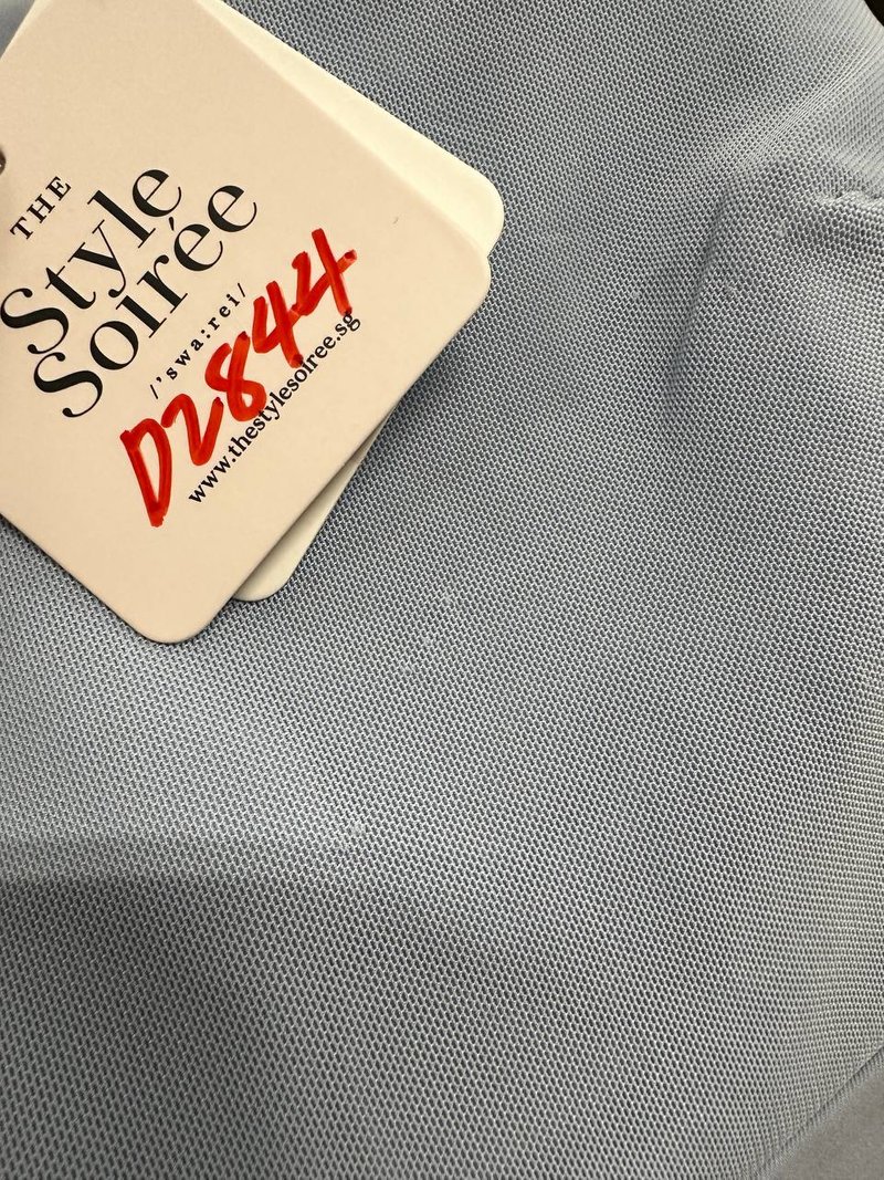 DEFECT | Madeline Mesh One Shoulder Jumpsuit in Light Blue in M