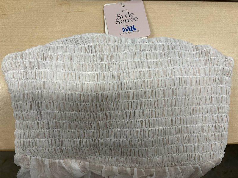 DEFECT | Cedrine Chiffon Smocked Midaxi in White x Nude in S