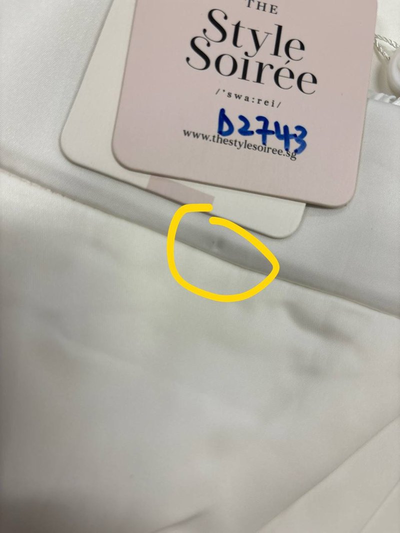 DEFECT | Deliana Drape Satin Midi in White in XS DEFECT | Deliana Drape Satin Midi in White in XS